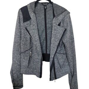 White House Black Market Bomber Zip-Up Jacket w Hood and Pockets Size Medium